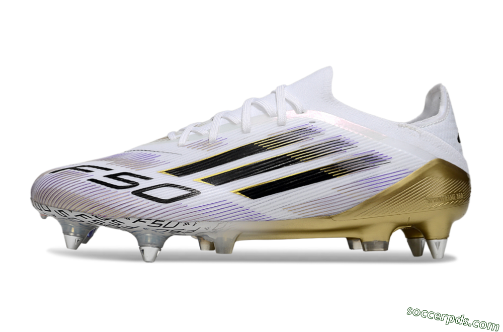 Adidas F50 Elite SG Low-Tops Football Boots - White/Purple/Gold 2