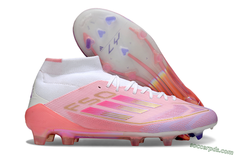 Adidas F50 Elite Mid FG High-Tops Football Boots - Pink/Gold/White 1