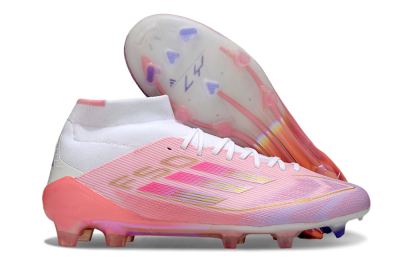 Adidas F50 Elite Mid FG High-Tops Football Boots - Pink/Gold/White