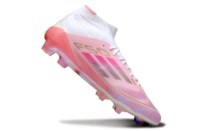 Adidas F50 Elite Mid FG High-Tops Football Boots - Pink/Gold/White