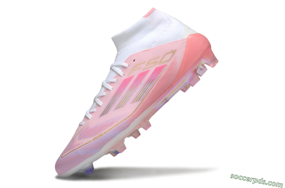 Adidas F50 Elite Mid FG High-Tops Football Boots - Pink/Gold/White 5