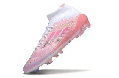 Adidas F50 Elite Mid FG High-Tops Football Boots - Pink/Gold/White