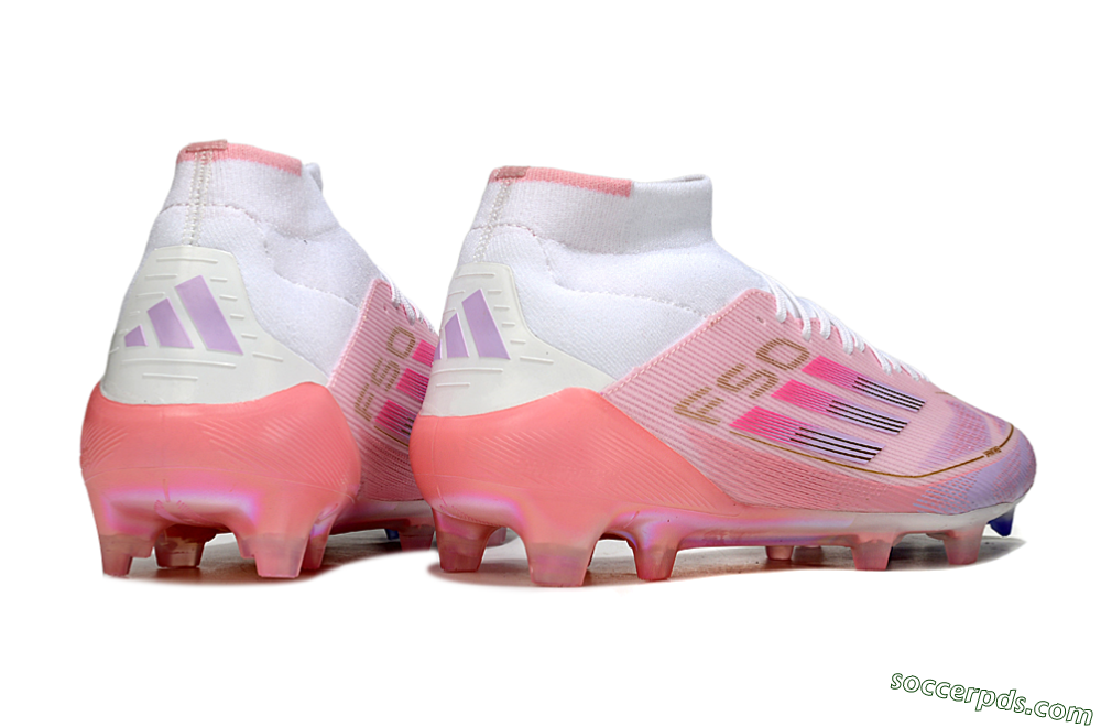 Adidas F50 Elite Mid FG High-Tops Football Boots - Pink/Gold/White 6