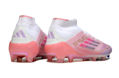 Adidas F50 Elite Mid FG High-Tops Football Boots - Pink/Gold/White