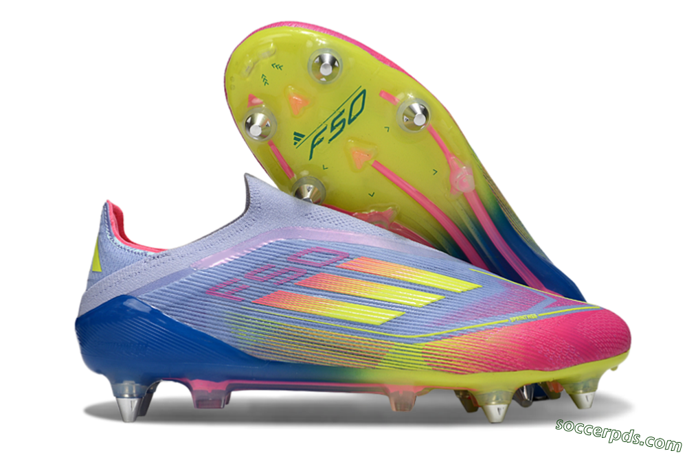 Adidas F50 Elite Laceless SG Low-Tops Football Boots - Blue/Yellow/Pink 1