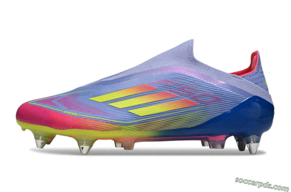 Adidas F50 Elite Laceless SG Low-Tops Football Boots - Blue/Yellow/Pink 2