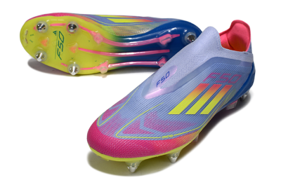 Adidas F50 Elite Laceless SG Low-Tops Football Boots - Blue/Yellow/Pink
