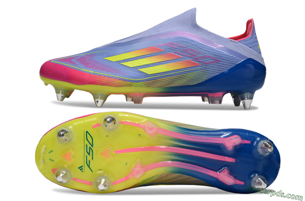 Adidas F50 Elite Laceless SG Low-Tops Football Boots - Blue/Yellow/Pink 0
