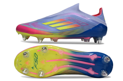 Adidas F50 Elite Laceless SG Low-Tops Football Boots - Blue/Yellow/Pink