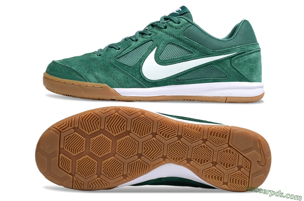 Nike Lunar Gato 2 IC Low-Tops Football Shoes - Green/White/Brown 0