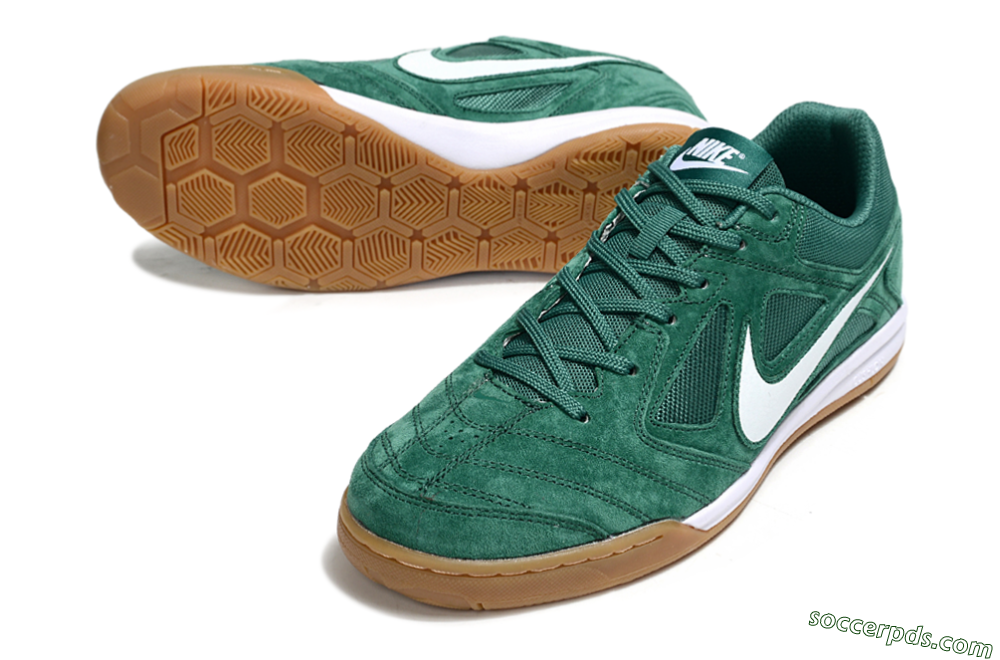 Nike Lunar Gato 2 IC Low-Tops Football Shoes - Green/White/Brown 3