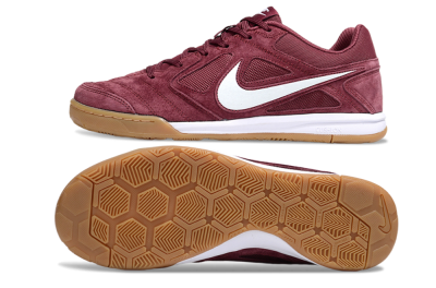 Nike Lunar Gato 2 IC Low-Tops Football Shoes - Red/White/Brown