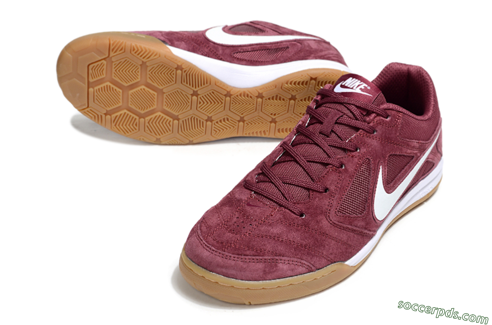 Nike Lunar Gato 2 IC Low-Tops Football Shoes - Red/White/Brown 3