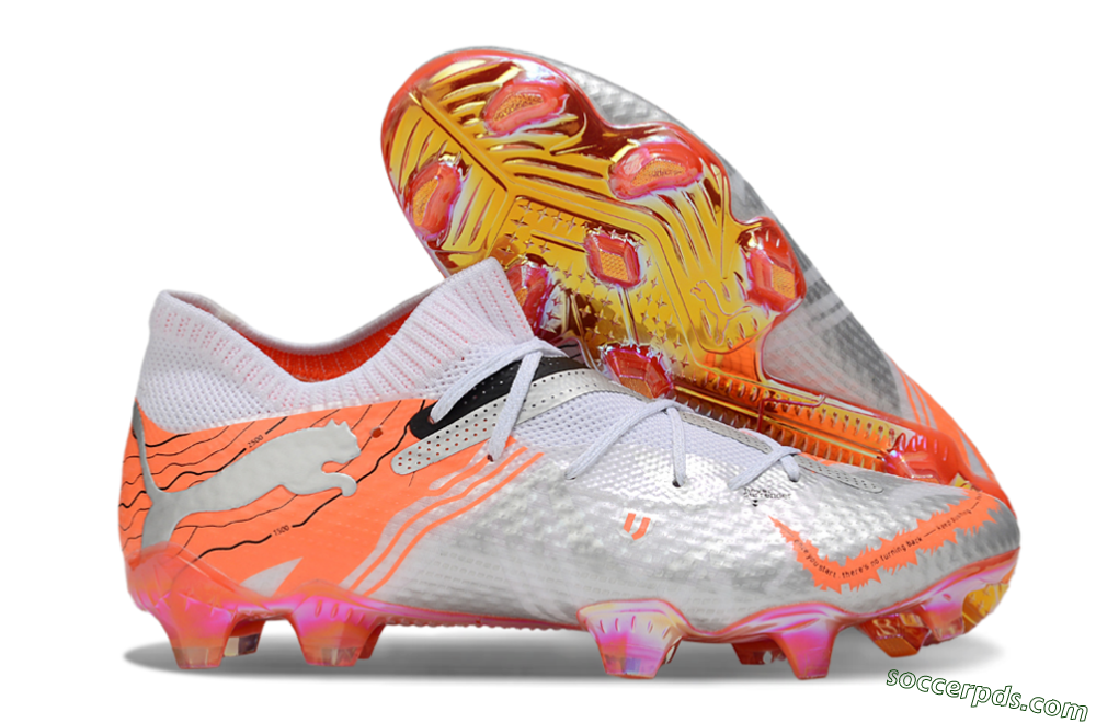 Puma Future 7 Ultimate FG Low-Tops Football Boots - Silver/Orange/Pink 1