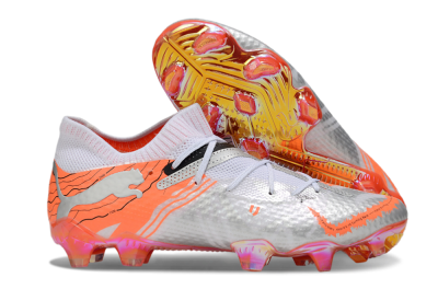 Puma Future 7 Ultimate FG Low-Tops Football Boots - Silver/Orange/Pink