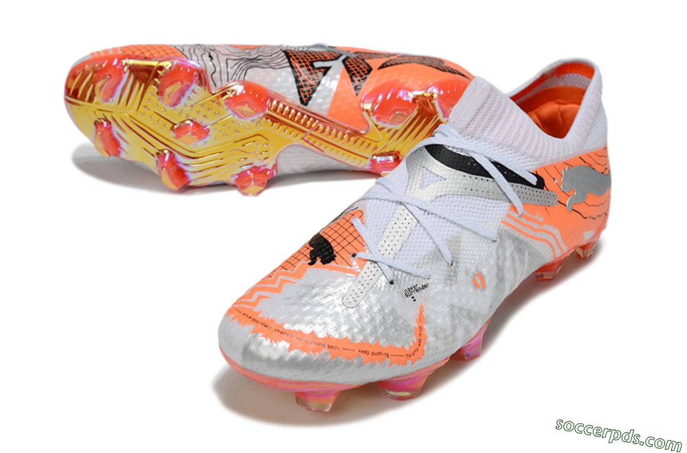 Puma Future 7 Ultimate FG Low-Tops Football Boots - Silver/Orange/Pink 3