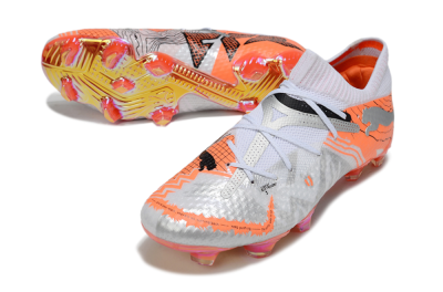 Puma Future 7 Ultimate FG Low-Tops Football Boots - Silver/Orange/Pink