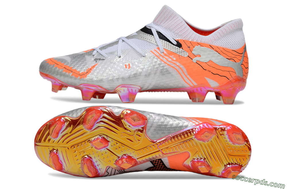Puma Future 7 Ultimate FG Low-Tops Football Boots - Silver/Orange/Pink 0