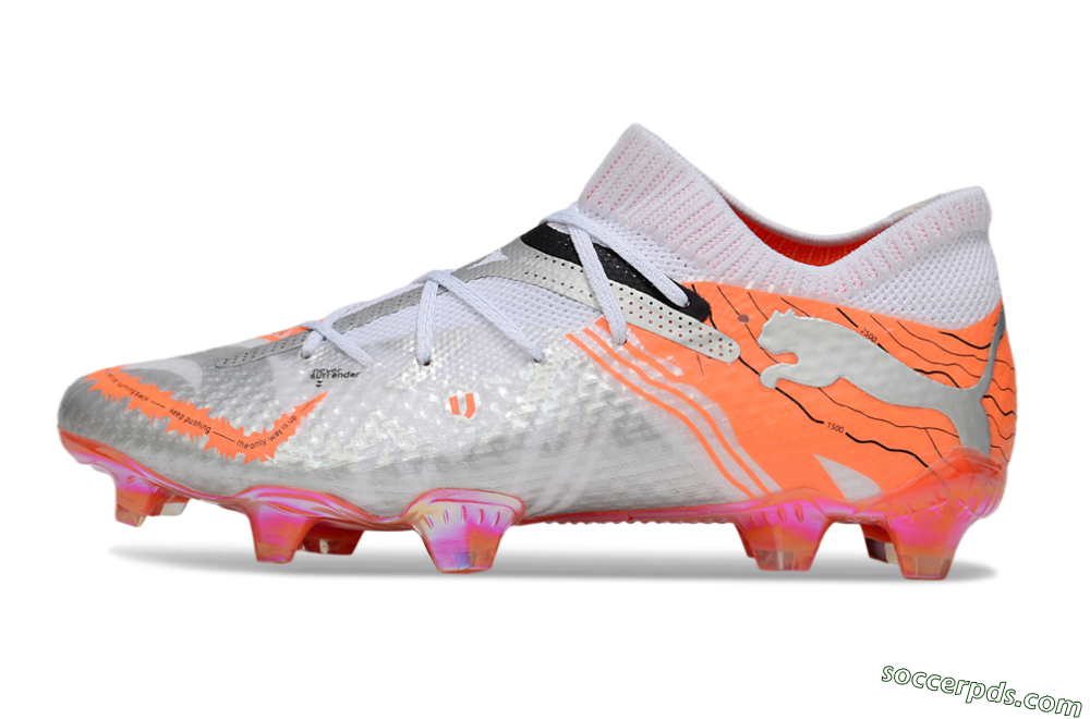 Puma Future 7 Ultimate FG Low-Tops Football Boots - Silver/Orange/Pink 2