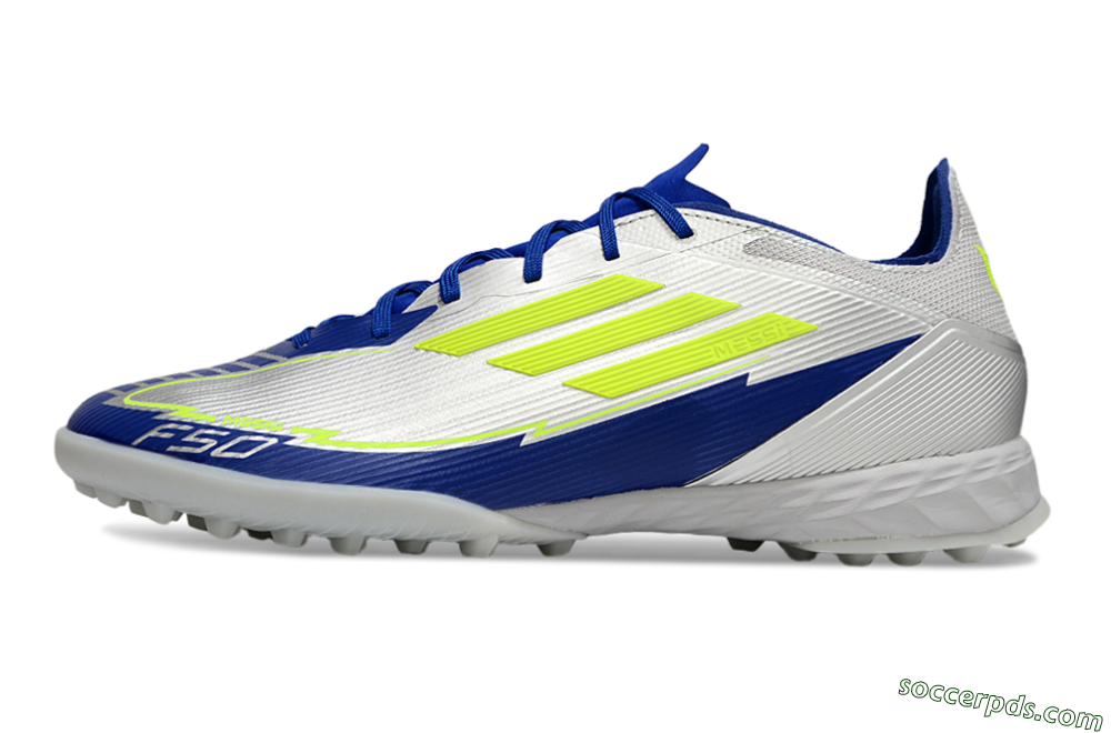 Adidas F50 Pro TF Low-Tops Football Shoes - Silver/Blue/Yellow 2