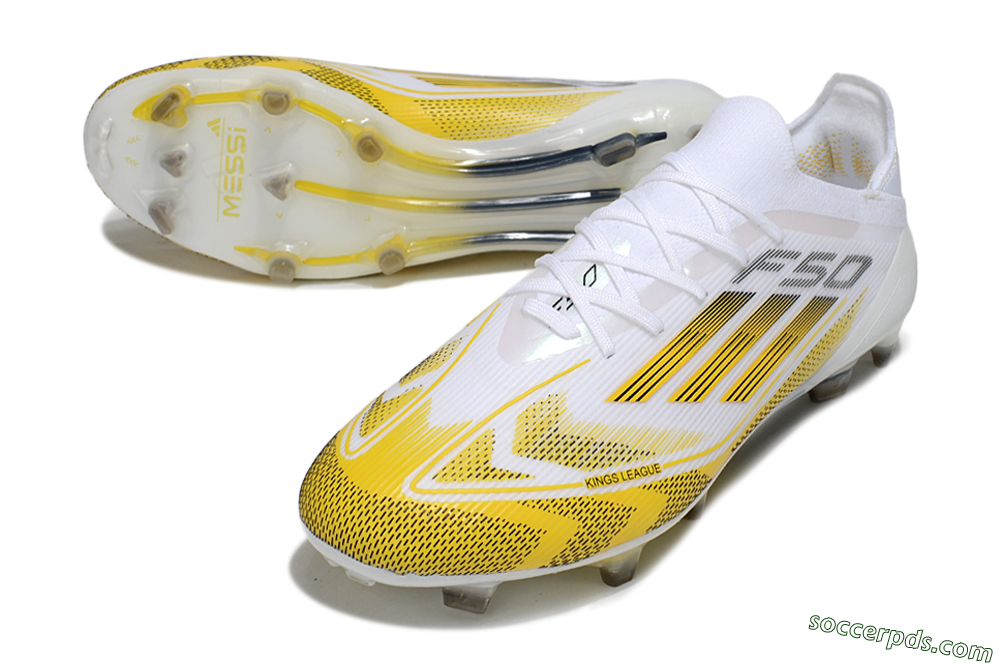 Adidas F50 Elite Kings League FG Low-Tops Football Boots - White/Yellow/Black 3