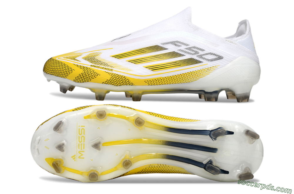 Adidas F50 Elite Kings League Laceless FG Low-Tops Football Boots - White/Yellow/Black 0