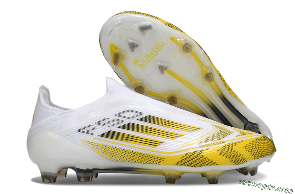 Adidas F50 Elite Kings League Laceless FG Low-Tops Football Boots - White/Yellow/Black 1