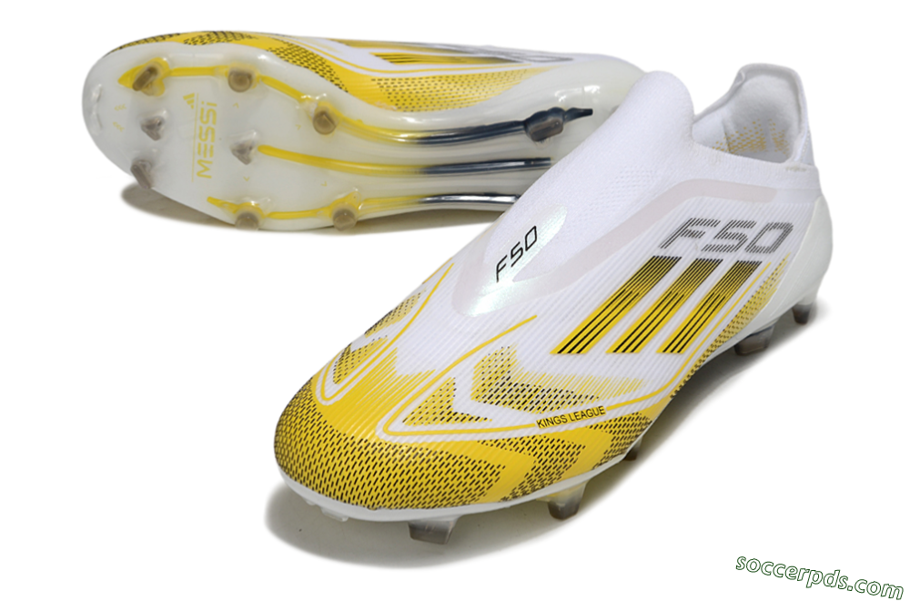 Adidas F50 Elite Kings League Laceless FG Low-Tops Football Boots - White/Yellow/Black 3