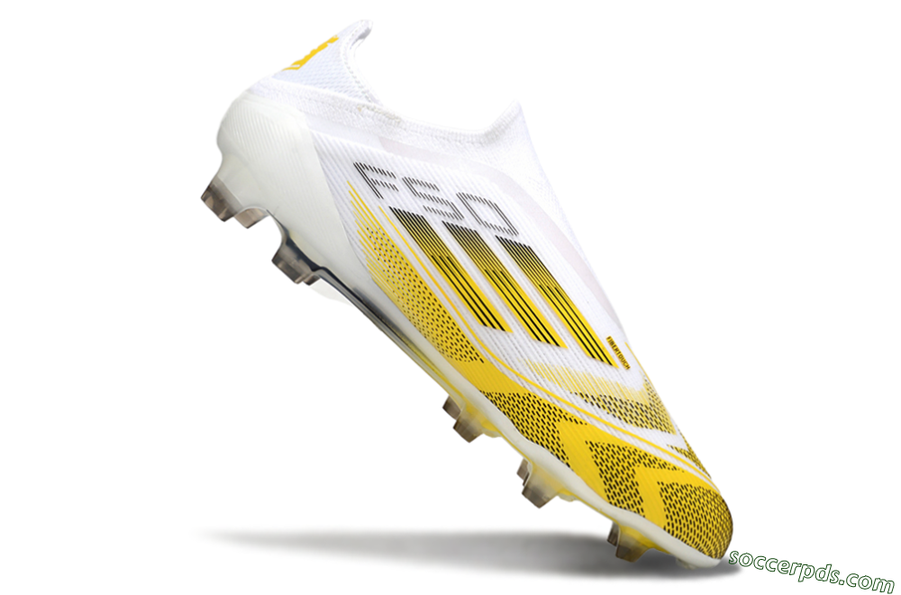 Adidas F50 Elite Kings League Laceless FG Low-Tops Football Boots - White/Yellow/Black 4