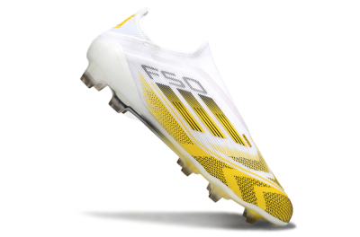 Adidas F50 Elite Kings League Laceless FG Low-Tops Football Boots - White/Yellow/Black