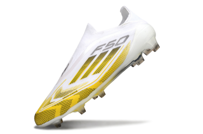 Adidas F50 Elite Kings League Laceless FG Low-Tops Football Boots - White/Yellow/Black