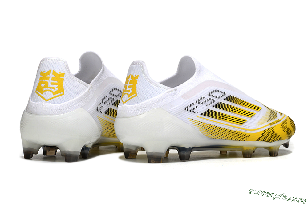 Adidas F50 Elite Kings League Laceless FG Low-Tops Football Boots - White/Yellow/Black 6