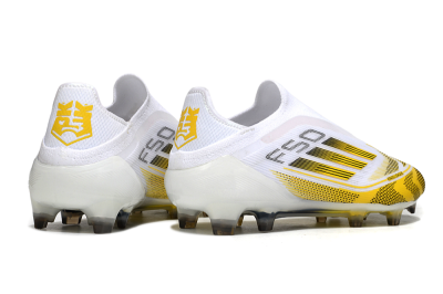 Adidas F50 Elite Kings League Laceless FG Low-Tops Football Boots - White/Yellow/Black