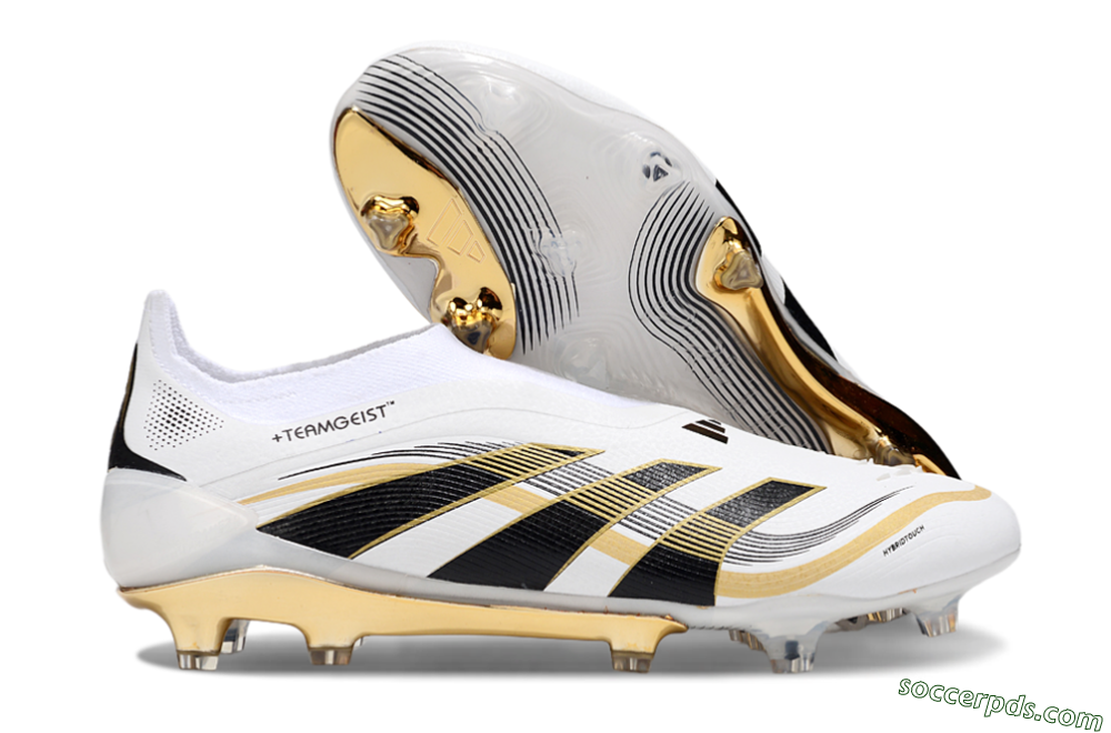 Adidas Predator Laceless Elite 25 FG Low-Tops Football Boots - White/Black/Gold 1