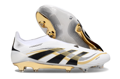 Adidas Predator Laceless Elite 25 FG Low-Tops Football Boots - White/Black/Gold