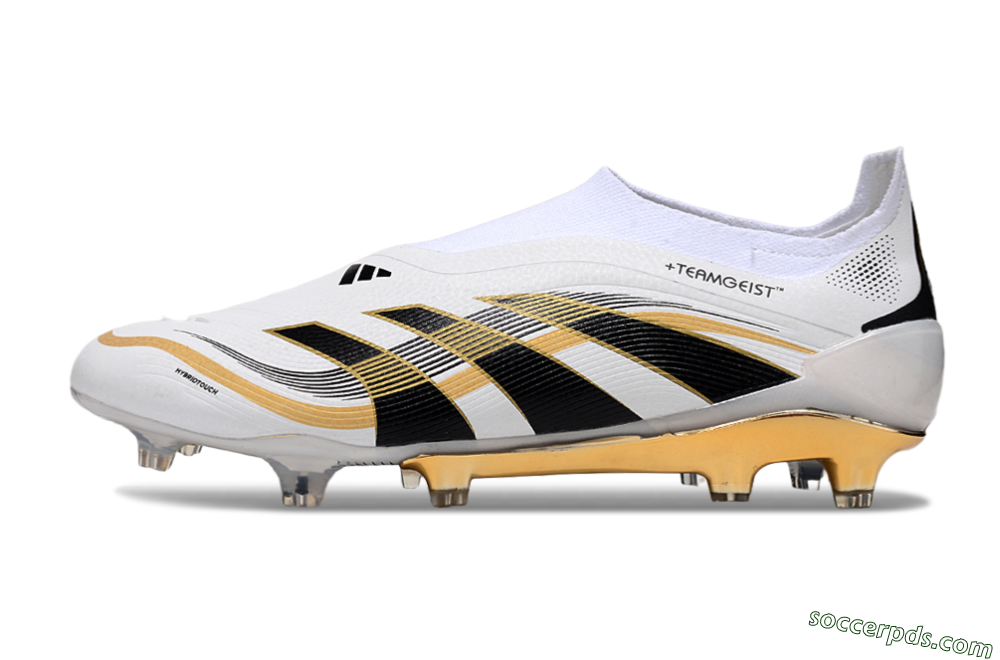 Adidas Predator Laceless Elite 25 FG Low-Tops Football Boots - White/Black/Gold 2