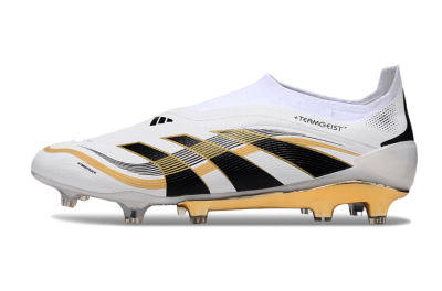 Adidas Predator Laceless Elite 25 FG Low-Tops Football Boots - White/Black/Gold