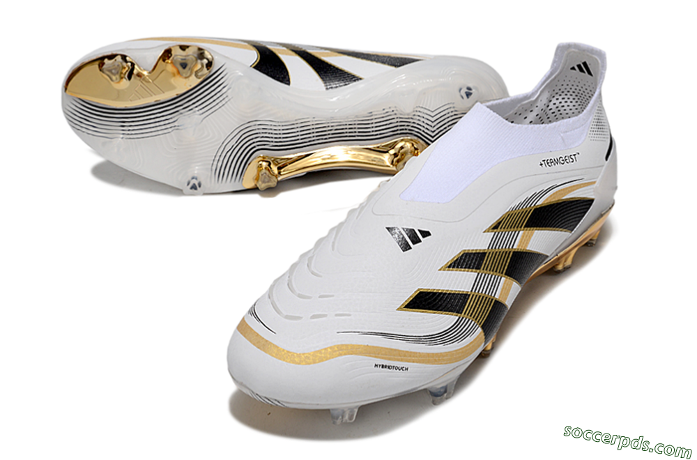 Adidas Predator Laceless Elite 25 FG Low-Tops Football Boots - White/Black/Gold 3