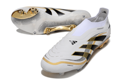 Adidas Predator Laceless Elite 25 FG Low-Tops Football Boots - White/Black/Gold