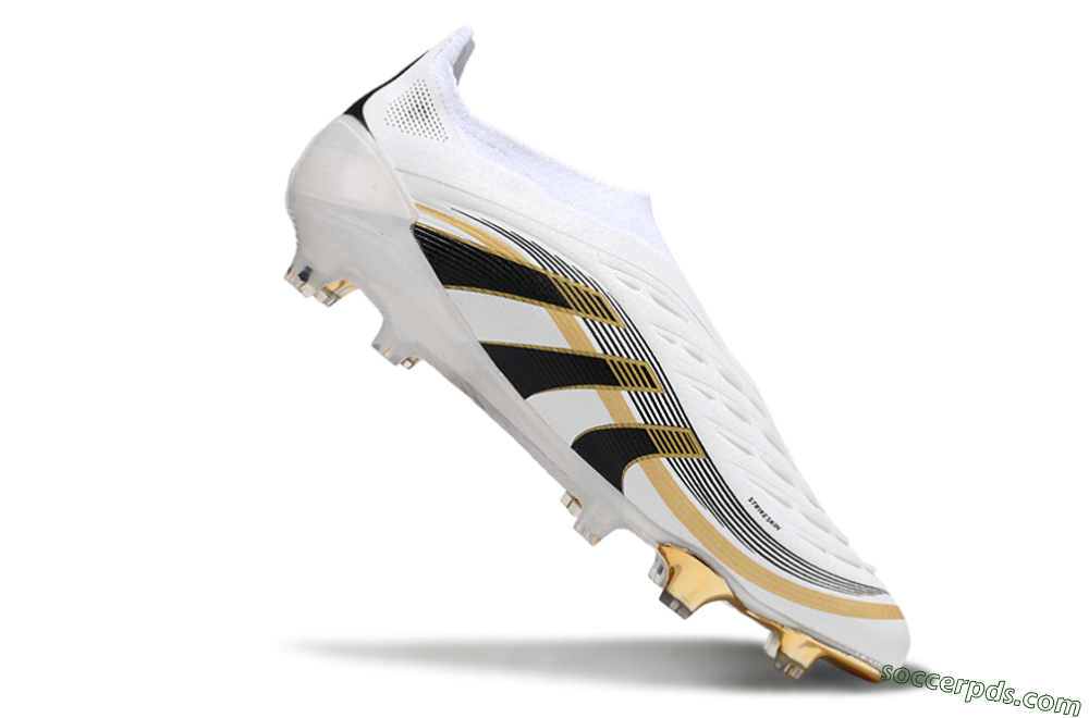 Adidas Predator Laceless Elite 25 FG Low-Tops Football Boots - White/Black/Gold 4