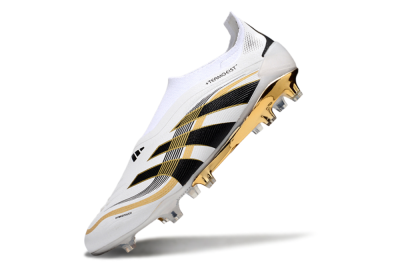 Adidas Predator Laceless Elite 25 FG Low-Tops Football Boots - White/Black/Gold