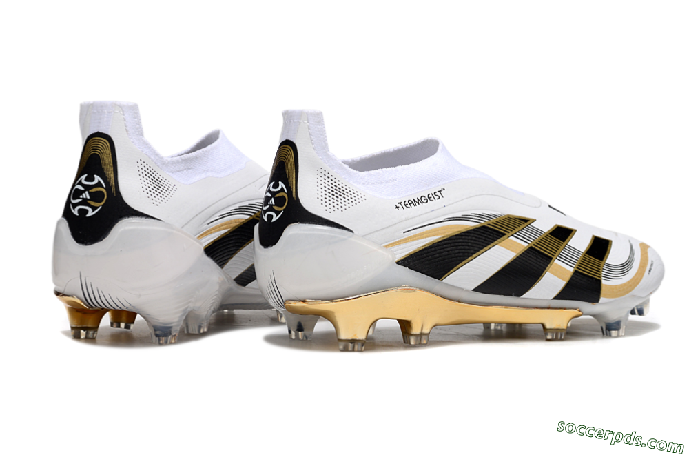 Adidas Predator Laceless Elite 25 FG Low-Tops Football Boots - White/Black/Gold 6