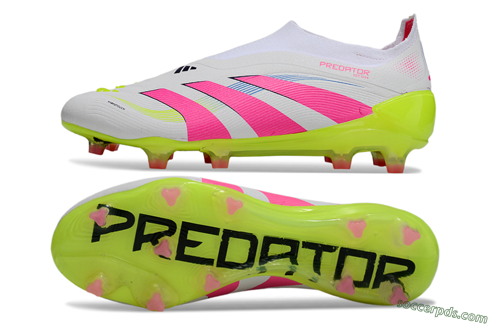 Adidas Predator Laceless Elite 25 FG Low-Tops Football Boots - White/Pink/Yellow 0