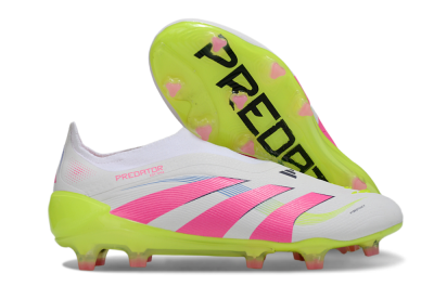 Adidas Predator Laceless Elite 25 FG Low-Tops Football Boots - White/Pink/Yellow