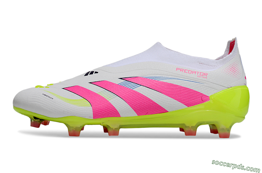 Adidas Predator Laceless Elite 25 FG Low-Tops Football Boots - White/Pink/Yellow 2