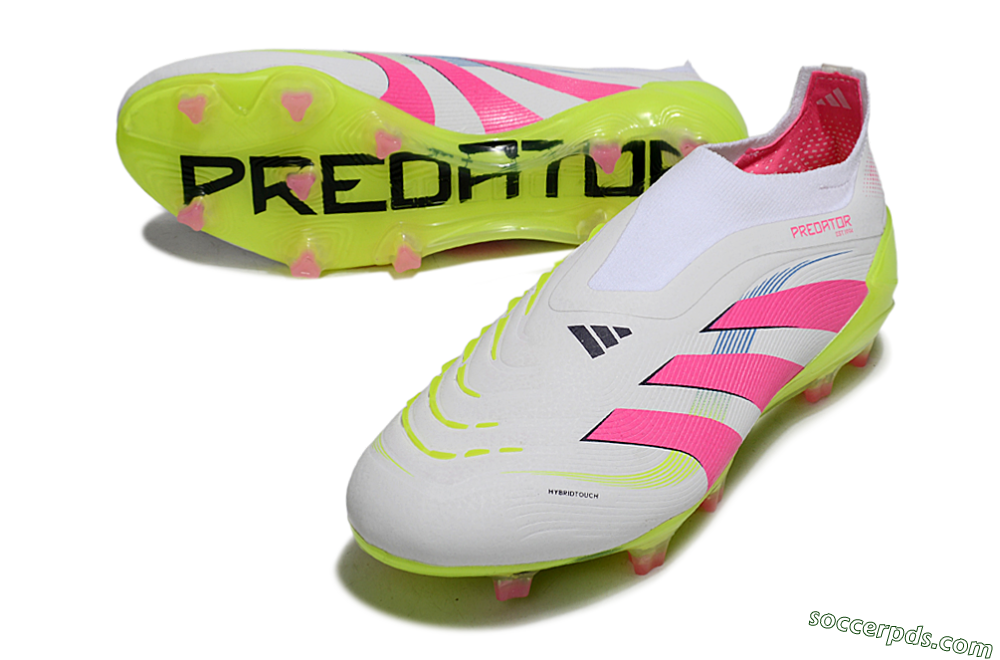 Adidas Predator Laceless Elite 25 FG Low-Tops Football Boots - White/Pink/Yellow 3