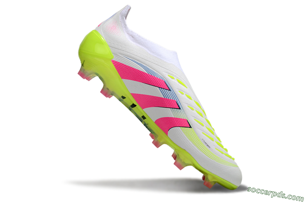 Adidas Predator Laceless Elite 25 FG Low-Tops Football Boots - White/Pink/Yellow 4