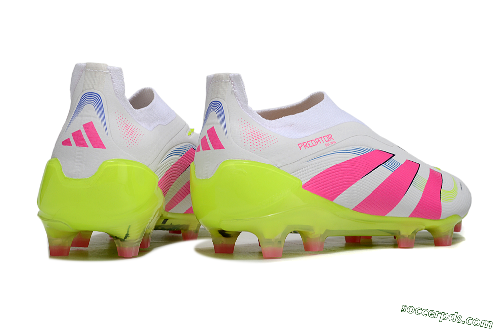 Adidas Predator Laceless Elite 25 FG Low-Tops Football Boots - White/Pink/Yellow 6
