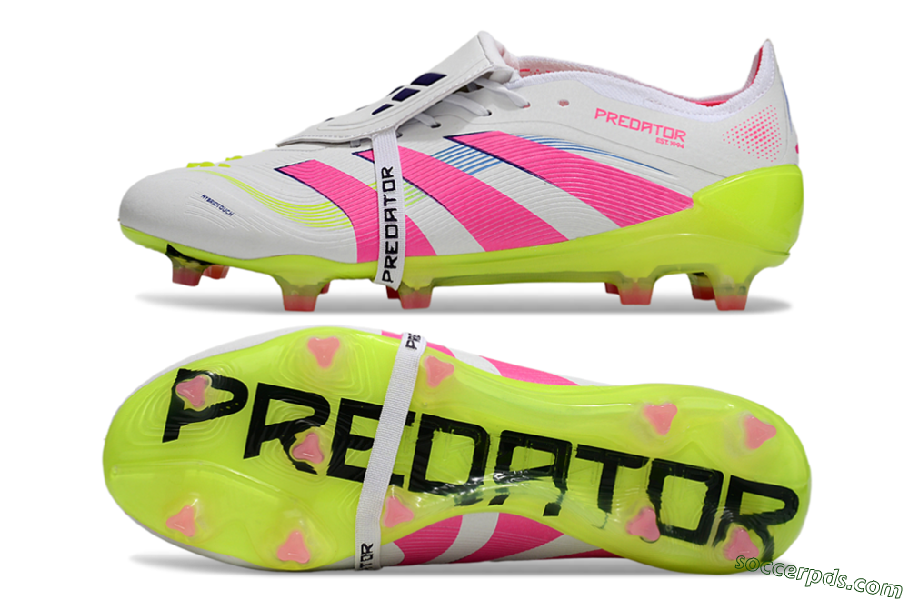 Adidas Predator Elite Foldover Tongue FG Low-Tops Football Boots - White/Pink/Yellow 0
