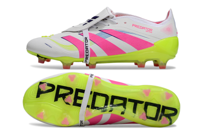 Adidas Predator Elite Foldover Tongue FG Low-Tops Football Boots - White/Pink/Yellow
